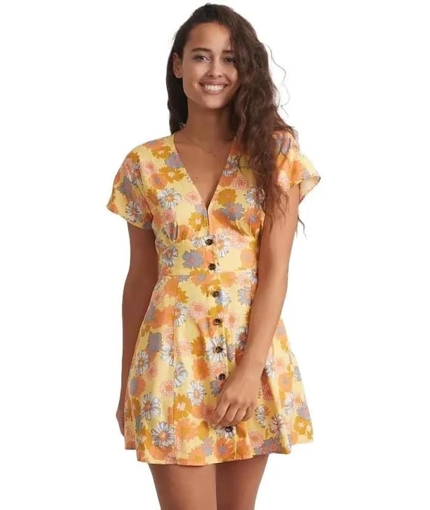 Marine Layer Camila A-Line Minidress in Yellow Vintage